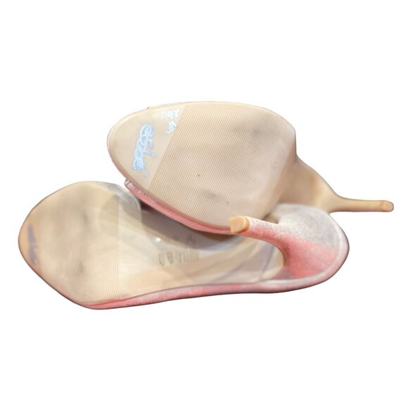 David's Bridal Sparkly Gold 4.5" Stilettos with Molded Upper Sz 10 M Peep Toe - Picture 8 of 10